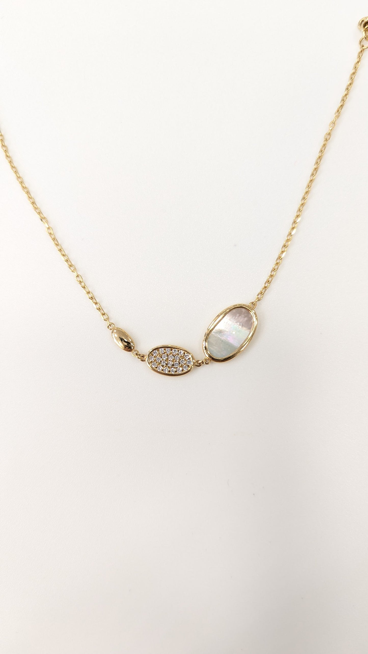 Gold Bracelet with Mother of Pearl and Cubic Zirconia