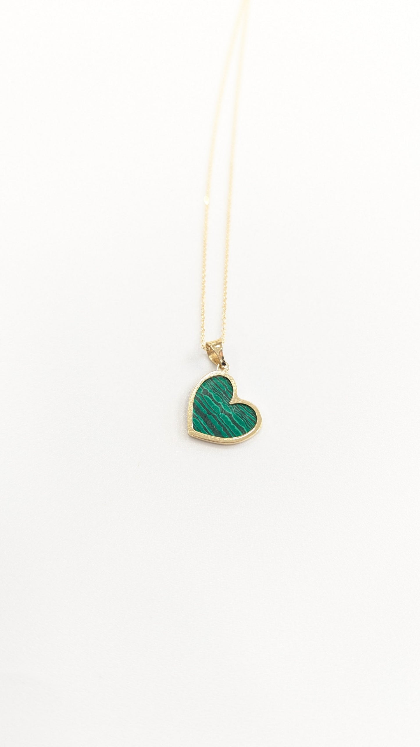Gold Malachite Heart Necklace