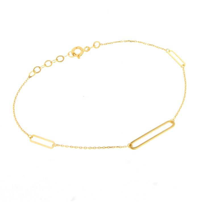 Gold Oval Rectangle Chain Bracelet