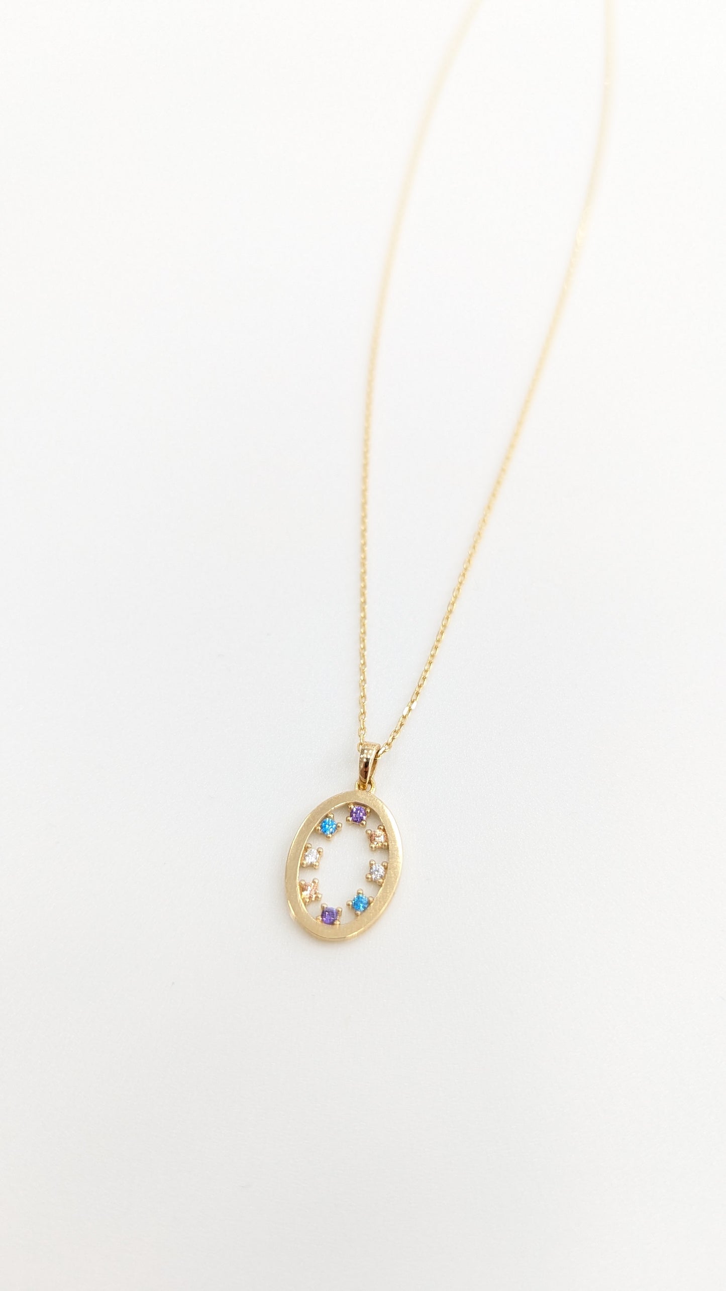 Gold Oval Colorful Necklace