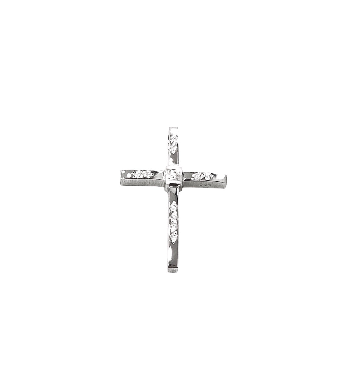 White Gold Double-sided Triantos Cross