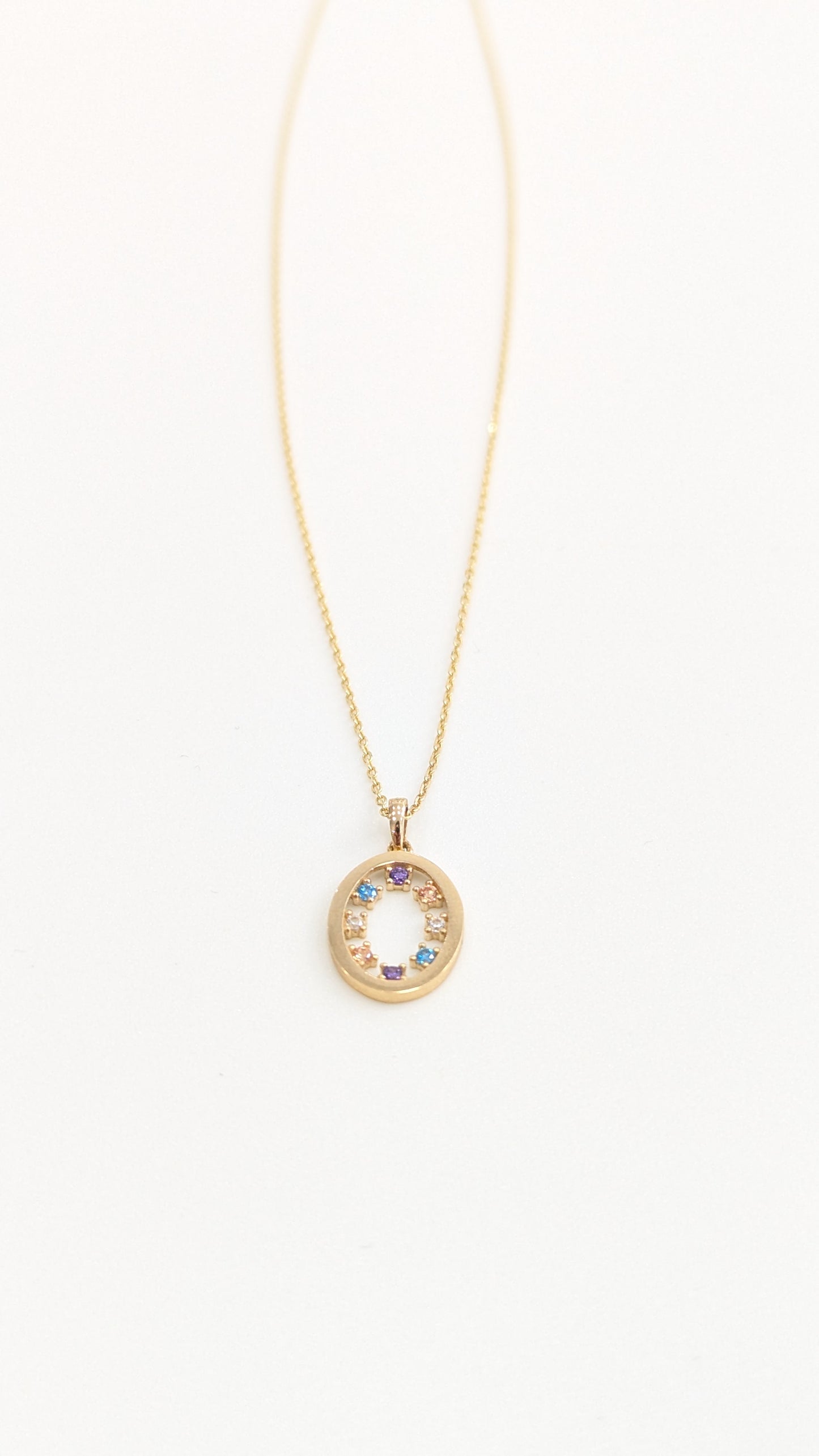 Gold Oval Colorful Necklace