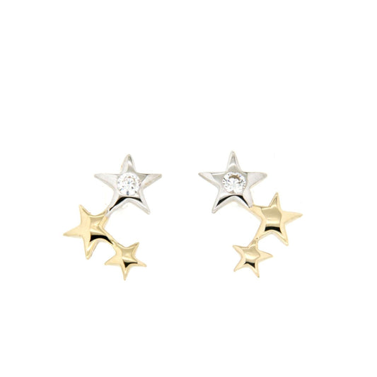 Gold Bicolor Star Earrings