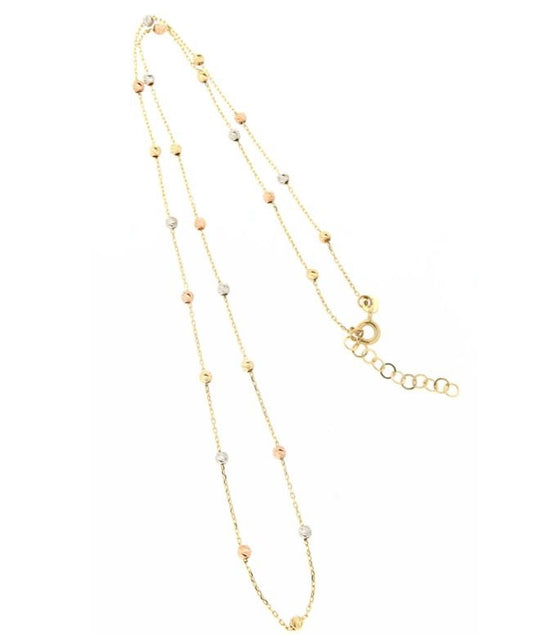 Gold Tricolor Bead Necklace