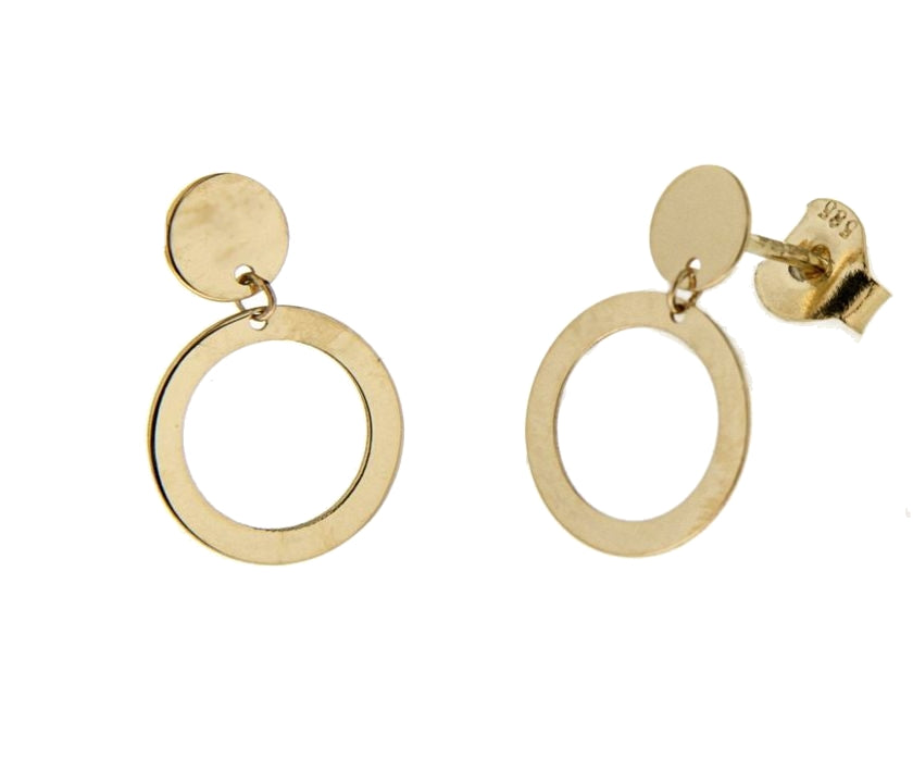 Gold Circle Dangle Earrings