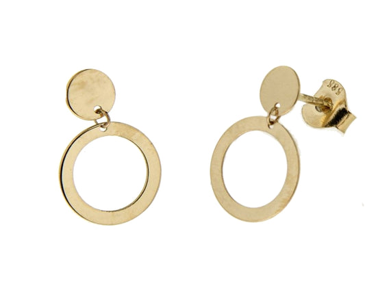 Gold Circle Dangle Earrings