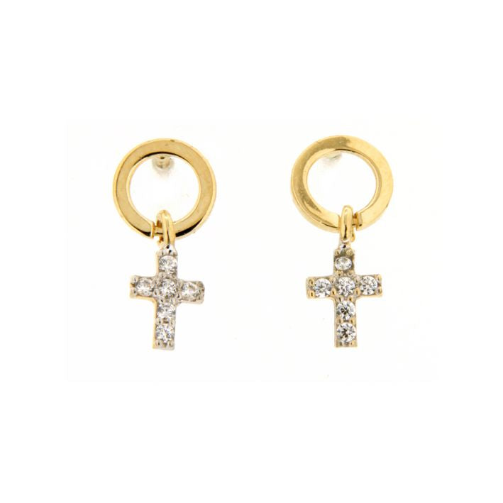 Gold Cross Dangle Earrings