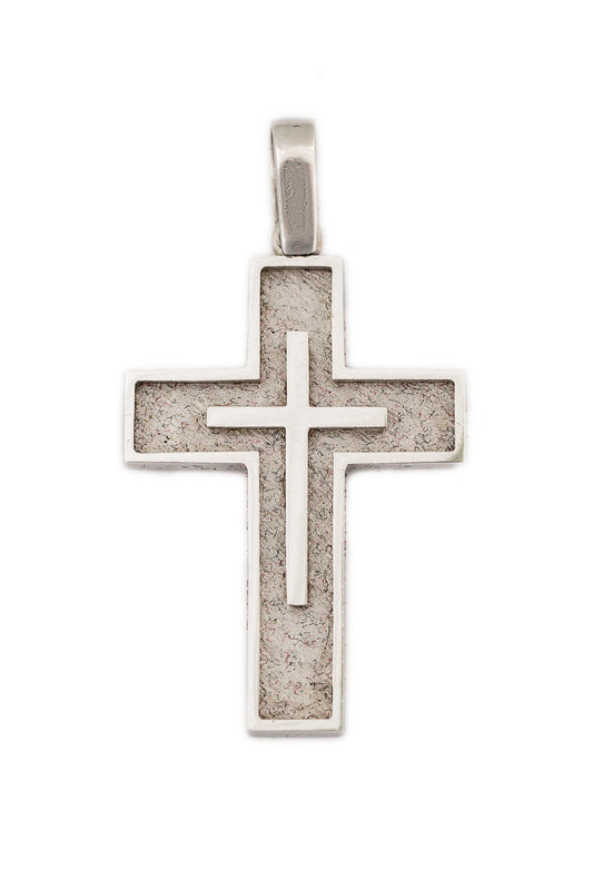 White Gold Matte Cross