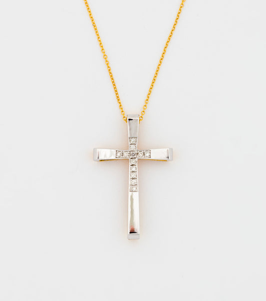 Gold Bicolor Diamond Cross