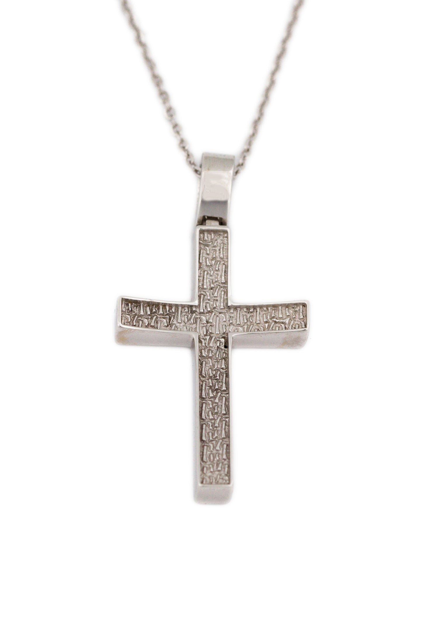 White Gold Matte Cross