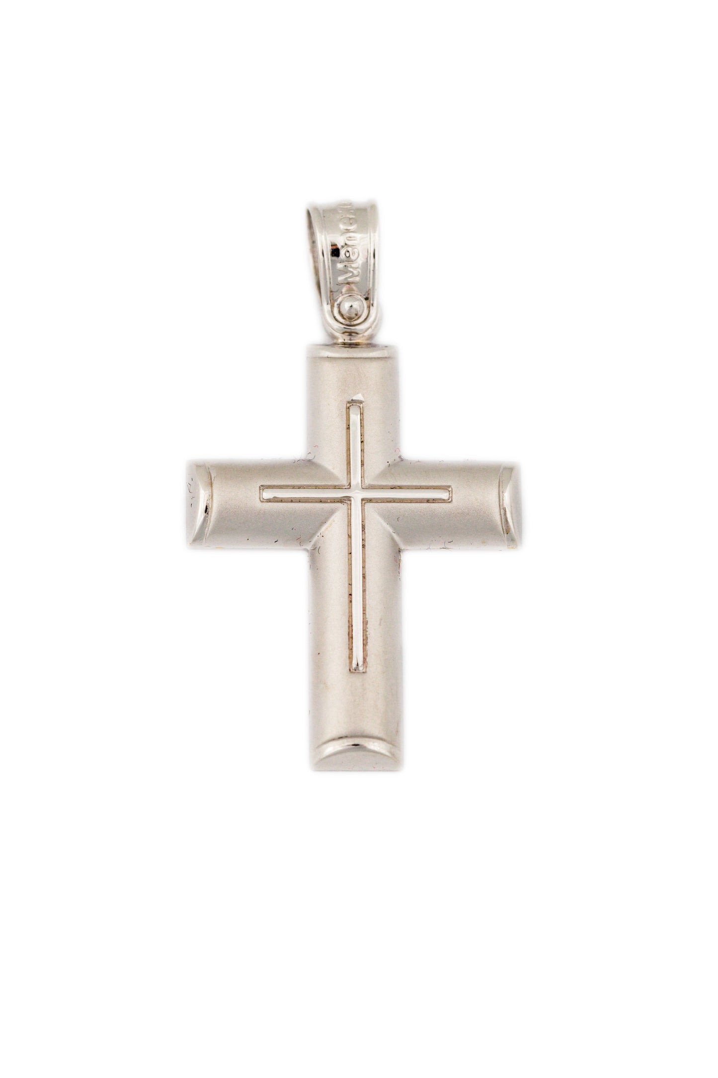 White Gold Matte Cross