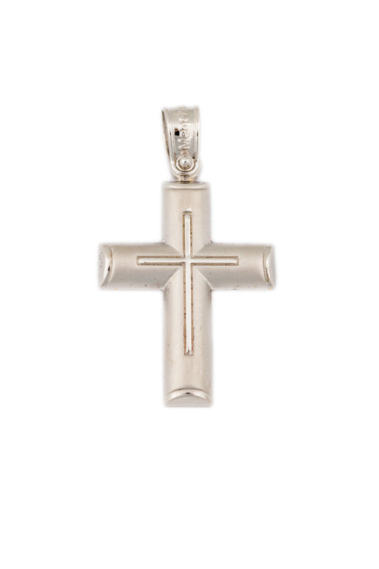 White Gold Matte Cross