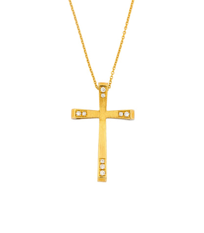 Σταυρός Δίχρωμος Κ18 με Διαμάντια 0,28ct