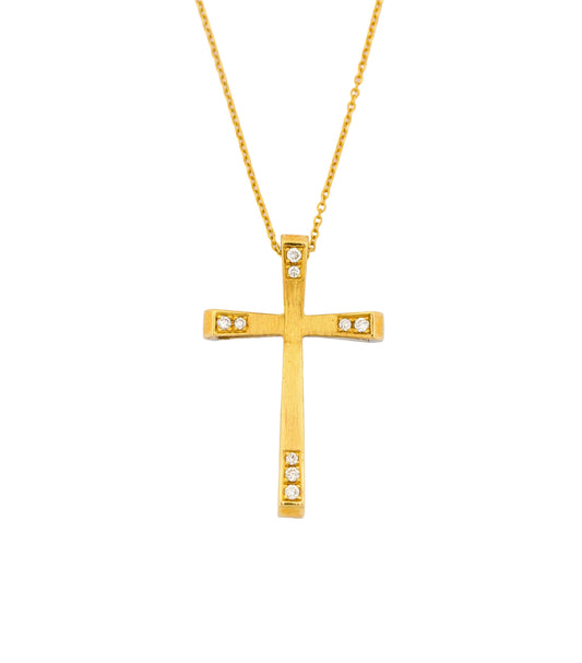 Σταυρός με διαμάντι 0.28ct δίχρωμος Κ18