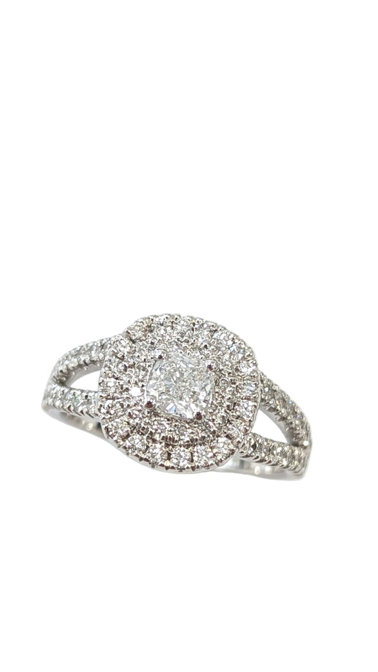 Δαχτυλίδι Φυσικό Διαμάντι GIA 0,35ct Cushion Κ18
