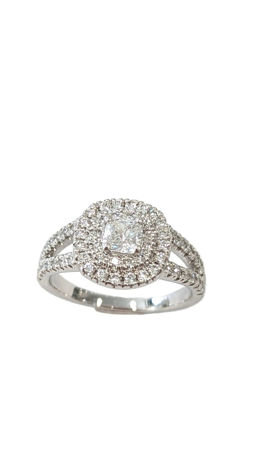 Δαχτυλίδι Φυσικό Διαμάντι GIA 0,35ct Cushion Κ18