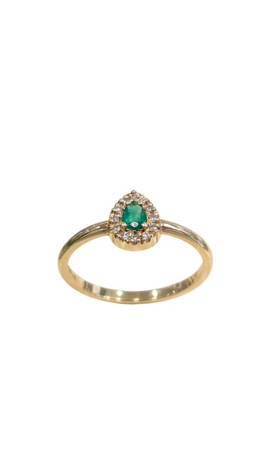 Δαχτυλίδι Κ18 Σμαράγδι Σταγόνα — 0,12ct